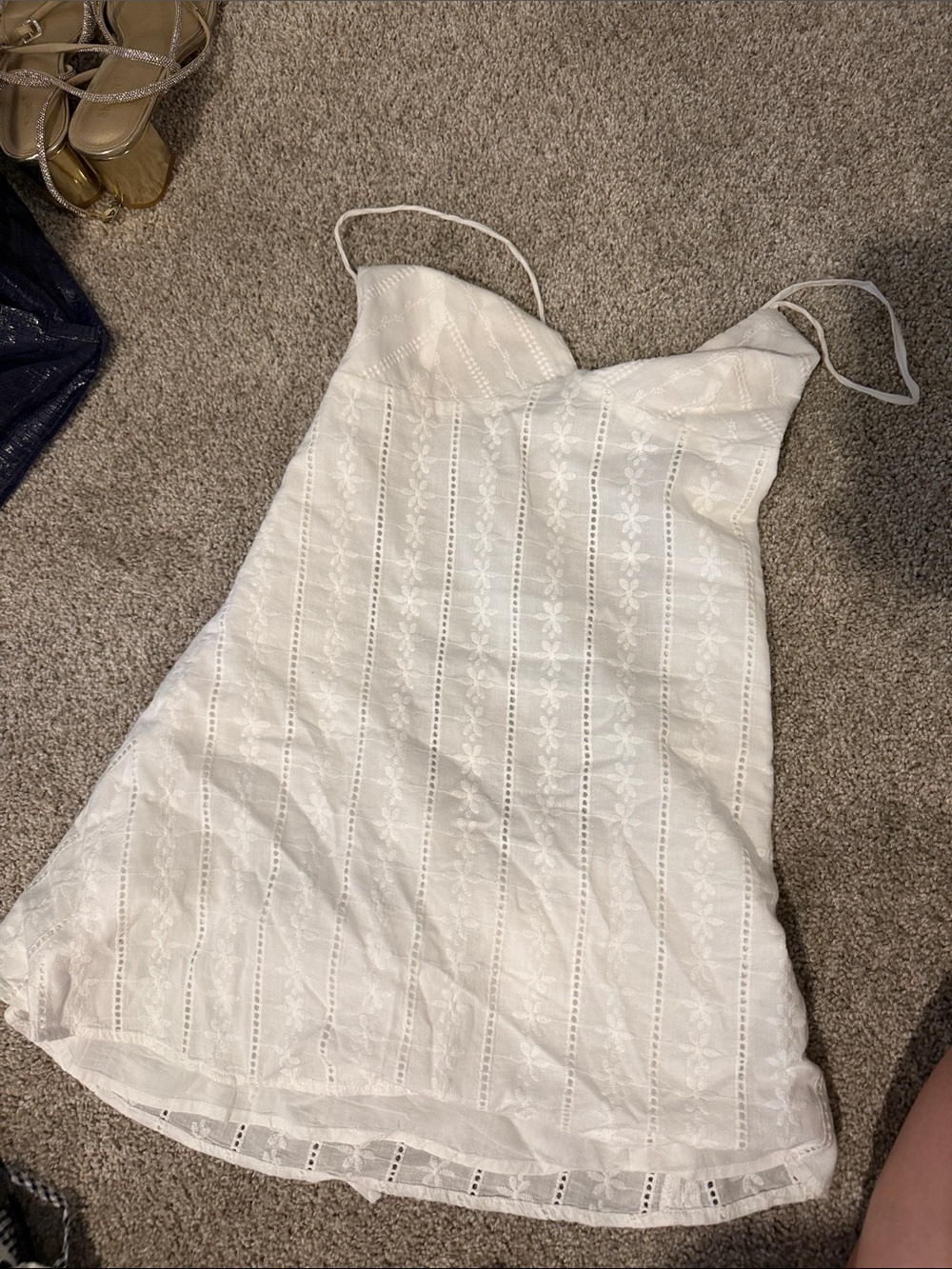 Peppermayo White Floral Eyelet Slip Dress